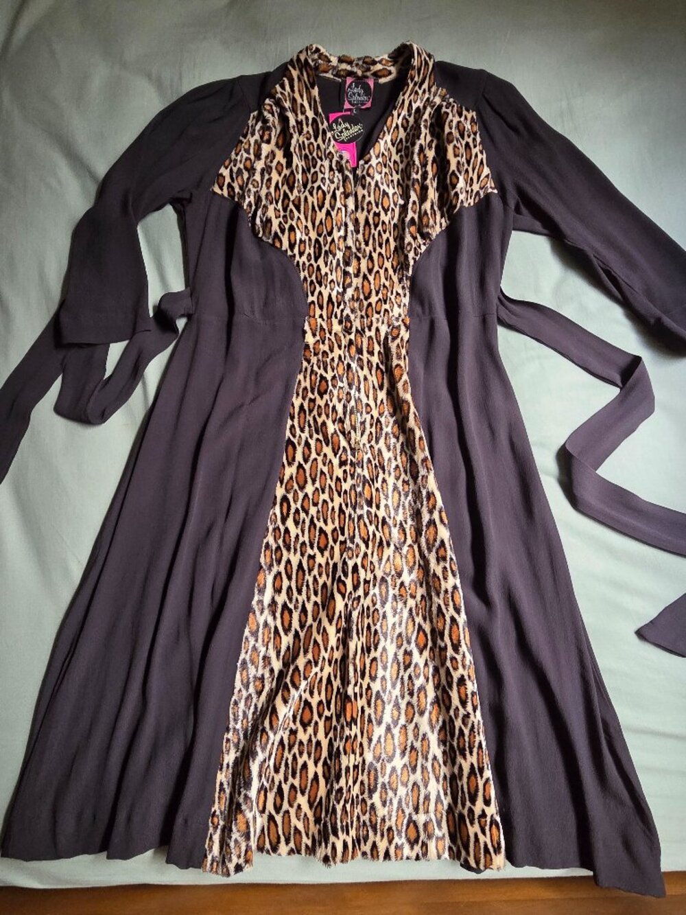 Broadway Babe Dress in Black & Leopard by Lady Splendor Clothing